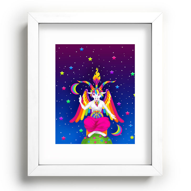 1997 Neon Rainbow Baphomet Framed Art Print