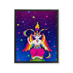1997 Neon Rainbow Baphomet Framed Canvas Print