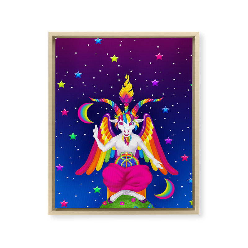 1997 Neon Rainbow Baphomet Framed Canvas Print