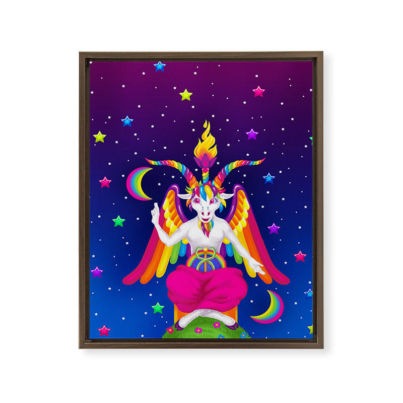 1997 Neon Rainbow Baphomet Framed Canvas Print