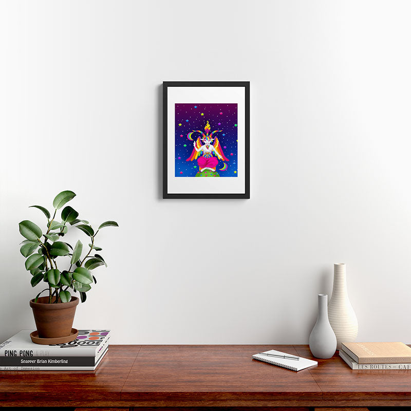 1997 Neon Rainbow Baphomet Framed Art Print