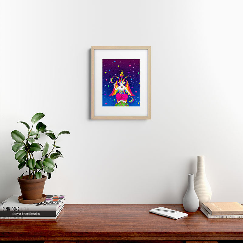 1997 Neon Rainbow Baphomet Framed Art Print
