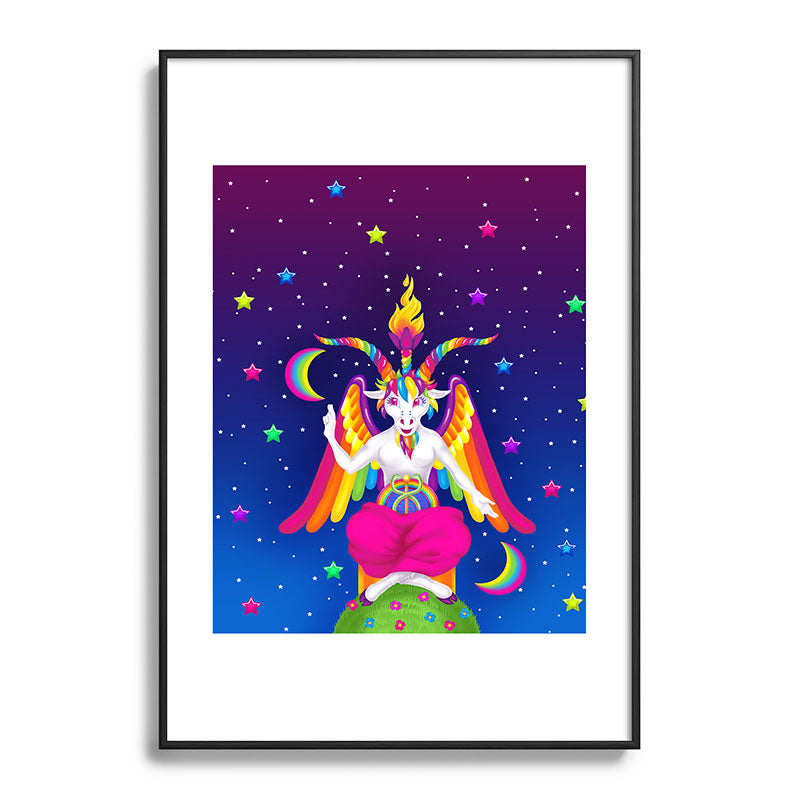 1997 Neon Rainbow Baphomet Framed Art Print