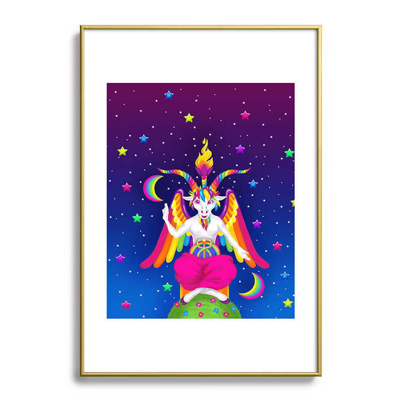 1997 Neon Rainbow Baphomet Framed Art Print