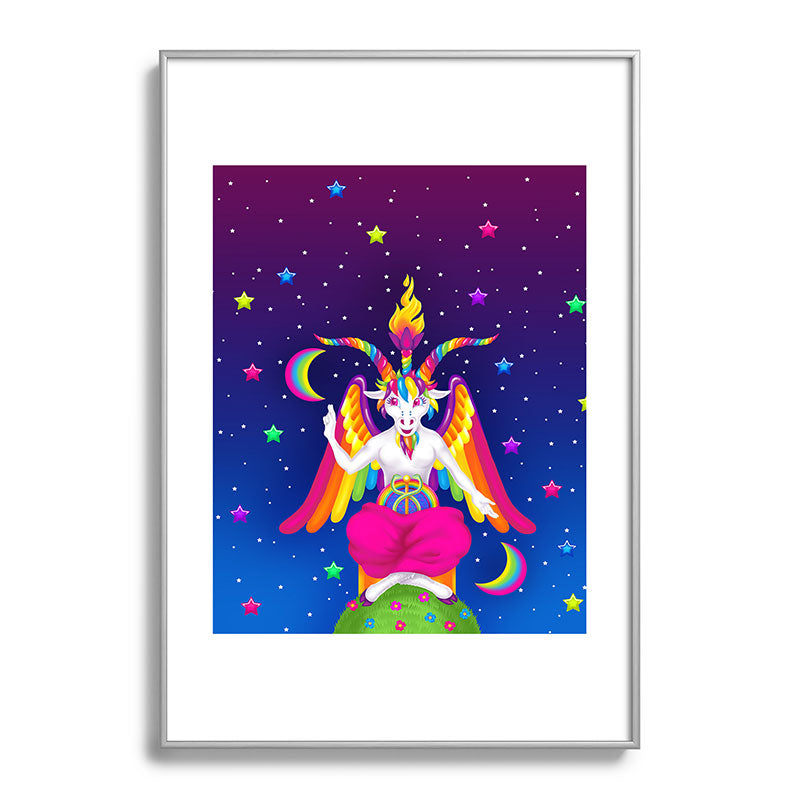 1997 Neon Rainbow Baphomet Framed Art Print