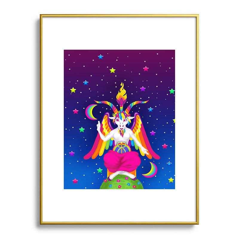 1997 Neon Rainbow Baphomet Framed Art Print