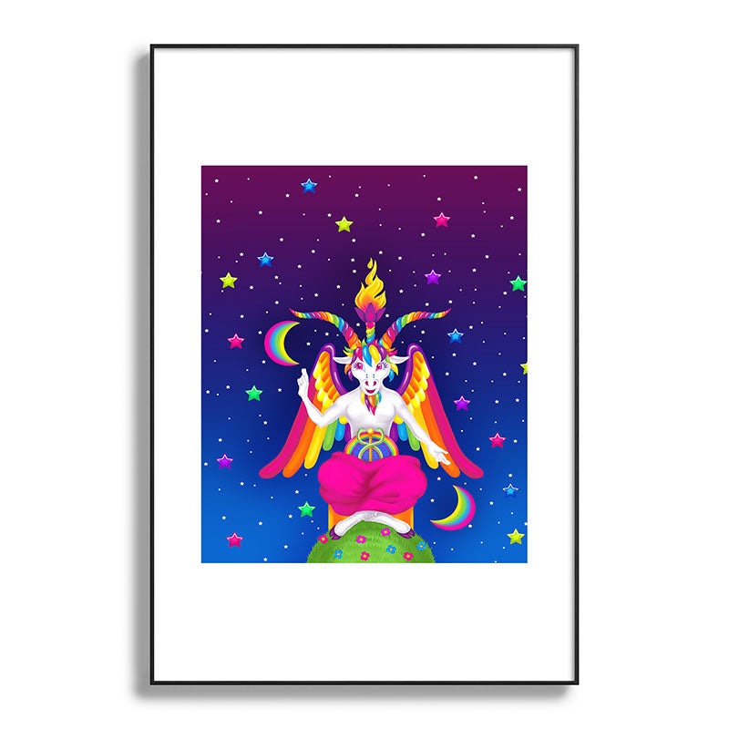 1997 Neon Rainbow Baphomet Framed Art Print