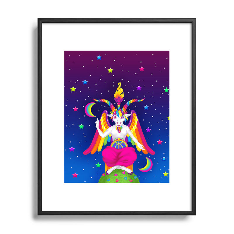 1997 Neon Rainbow Baphomet Framed Art Print