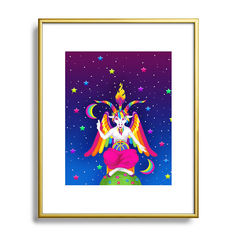 1997 Neon Rainbow Baphomet Framed Art Print