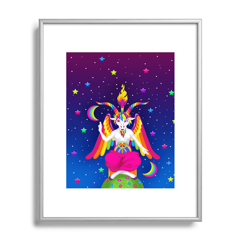 1997 Neon Rainbow Baphomet Framed Art Print
