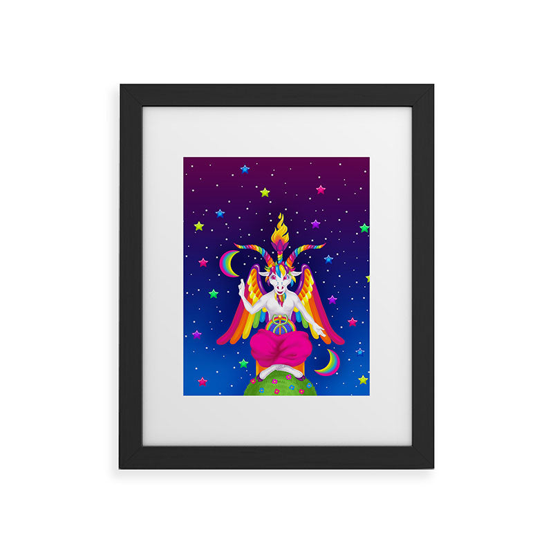 1997 Neon Rainbow Baphomet Framed Art Print