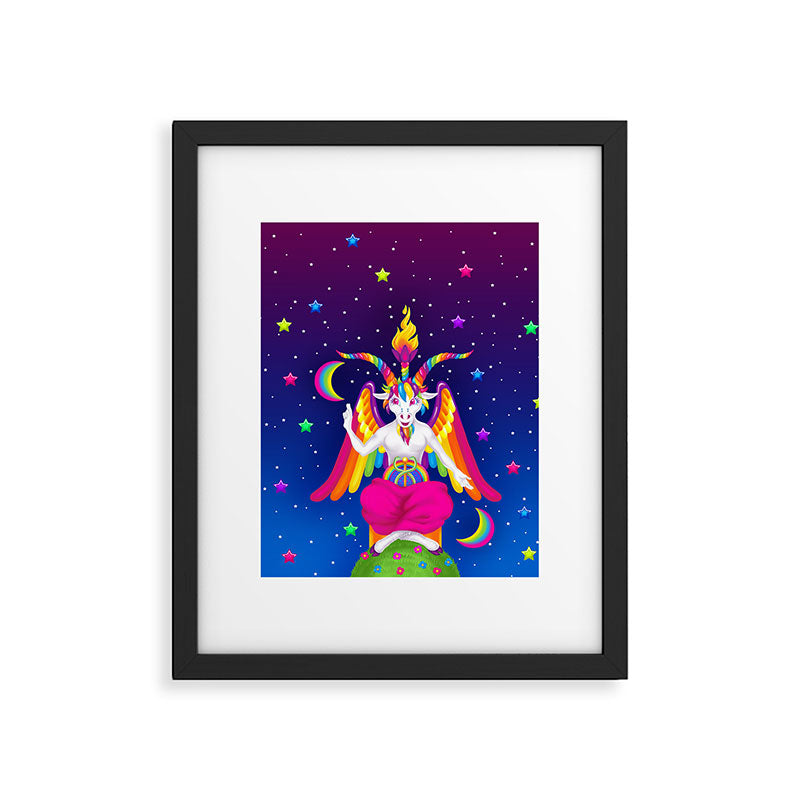 1997 Neon Rainbow Baphomet Framed Art Print