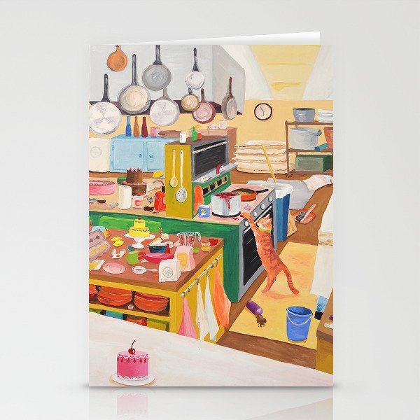 A Cat in the Kitchen Stationery Card