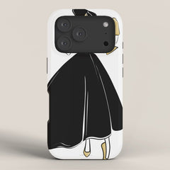 1950's Inspired Fashion Illustration Black & White with Gold iPhone Case