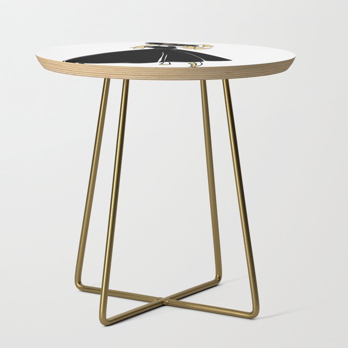 1950's Inspired Fashion Illustration Black & White with Gold Side Table