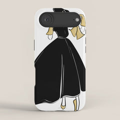 1950's Inspired Fashion Illustration Black & White with Gold iPhone Case
