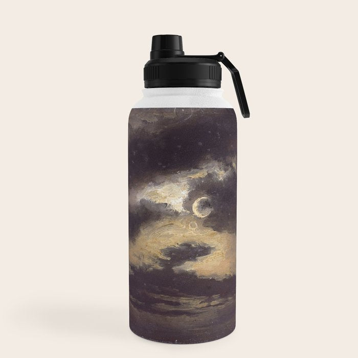 "Clouds in Moonlight" by Knud Baade, 1843 Water Bottle