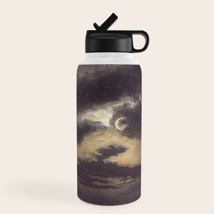 "Clouds in Moonlight" by Knud Baade, 1843 Water Bottle