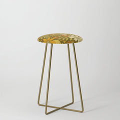 1970s Retro Flowers Pattern in Yellow, Orange & Olive Green Stool