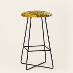1970s Retro Flowers Pattern in Yellow, Orange & Olive Green Stool