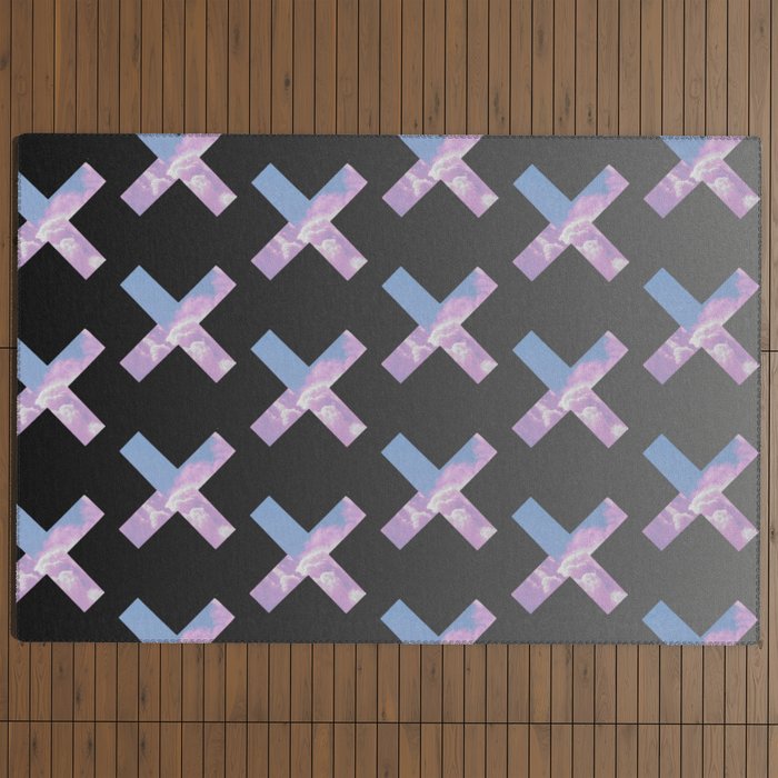 2010s era egirl x pattern Outdoor Rug