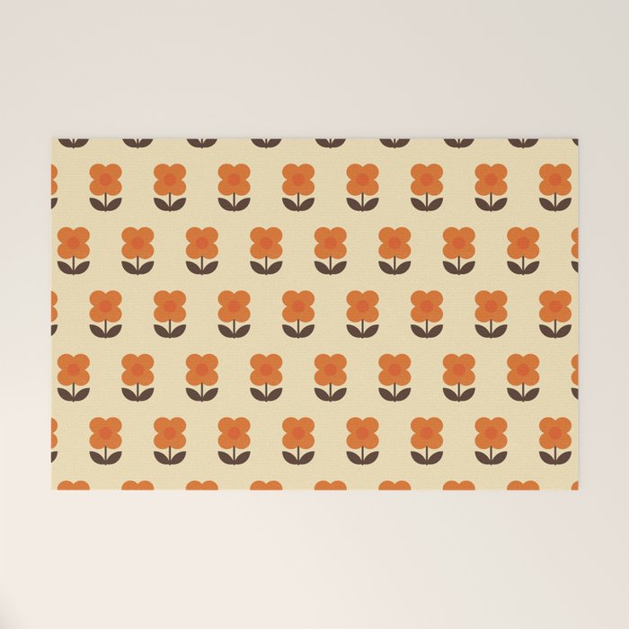 70s Flower Pattern #2 Welcome Mat