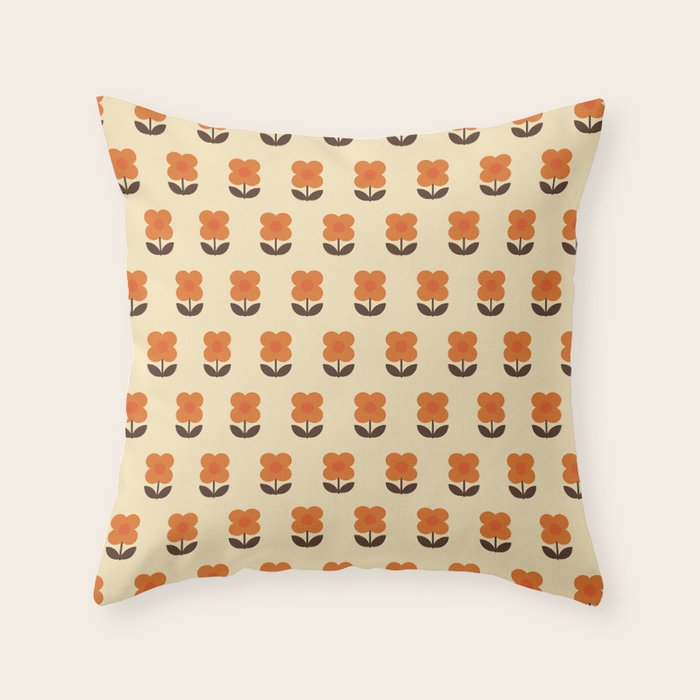 70s Flower Pattern #2 Throw Pillow