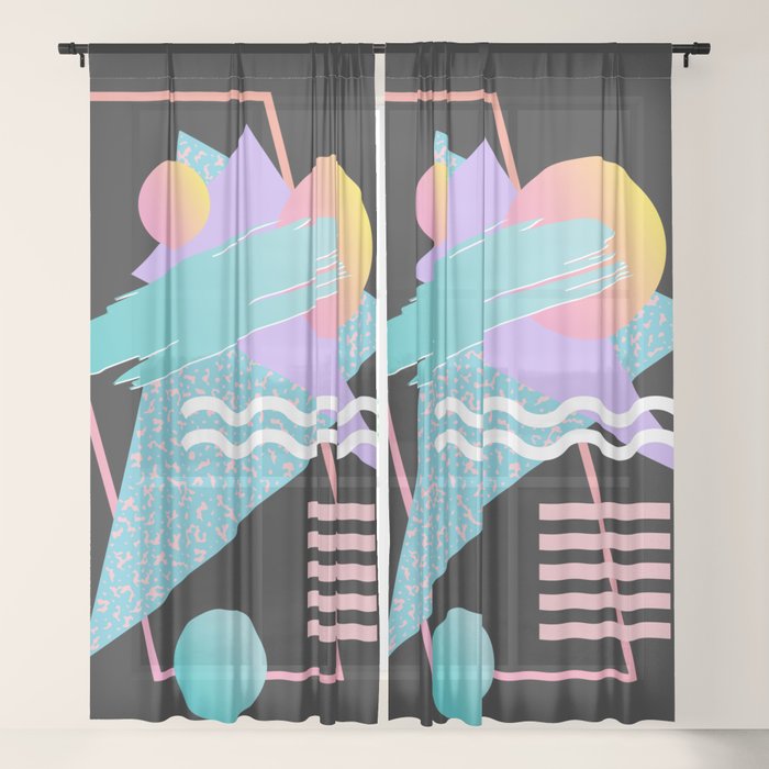 80s Retrowave Design - Memphis Pattern 135 Window Curtain