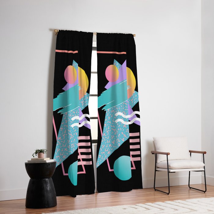 80s Retrowave Design - Memphis Pattern 135 Window Curtain