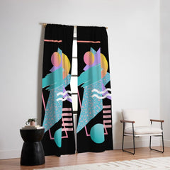 80s Retrowave Design - Memphis Pattern 135 Window Curtain