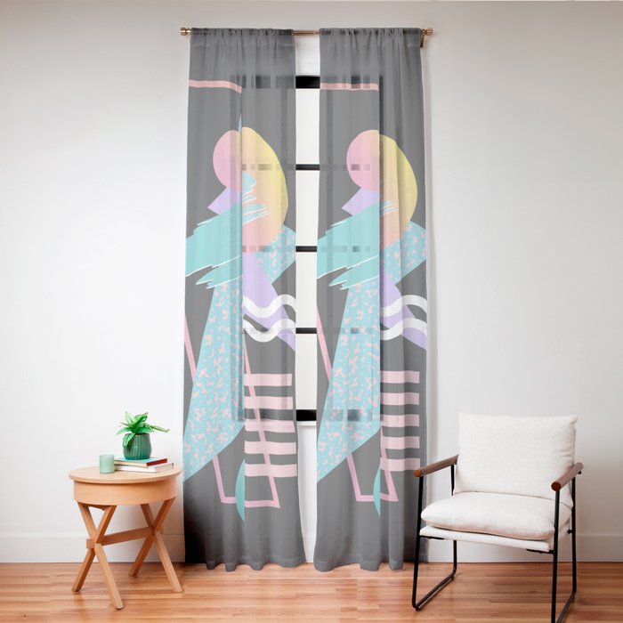 80s Retrowave Design - Memphis Pattern 135 Window Curtain