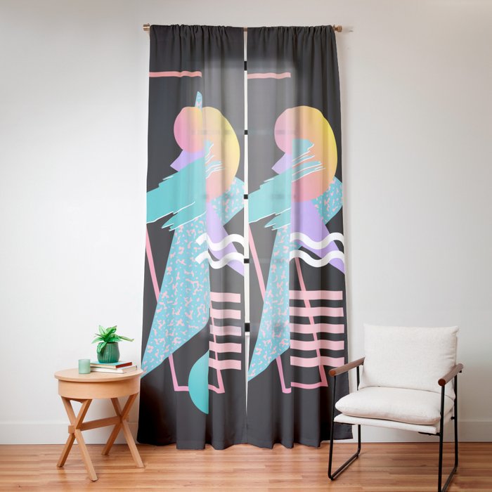 80s Retrowave Design - Memphis Pattern 135 Window Curtain