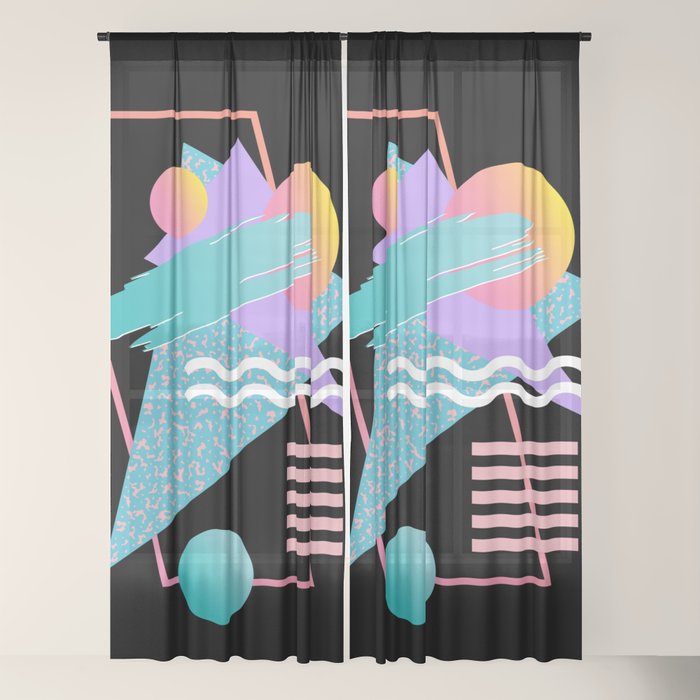 80s Retrowave Design - Memphis Pattern 135 Window Curtain