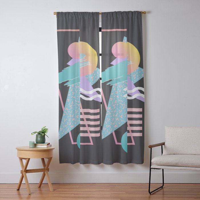 80s Retrowave Design - Memphis Pattern 135 Window Curtain