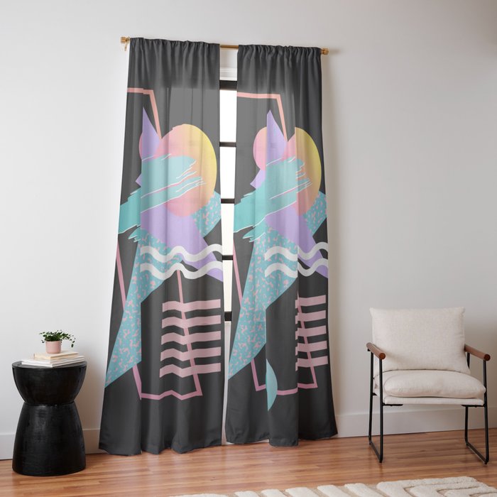 80s Retrowave Design - Memphis Pattern 135 Window Curtain