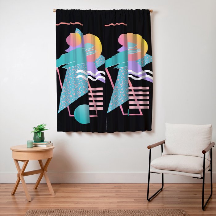 80s Retrowave Design - Memphis Pattern 135 Window Curtain