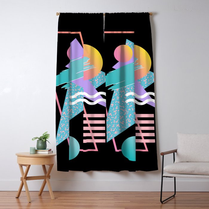 80s Retrowave Design - Memphis Pattern 135 Window Curtain