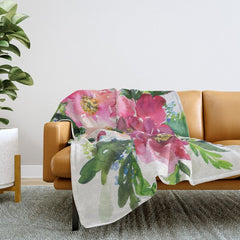 5 pink peonies in watercolor Throw Blanket