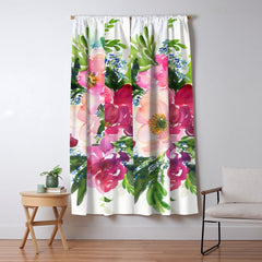 5 pink peonies in watercolor Window Curtain