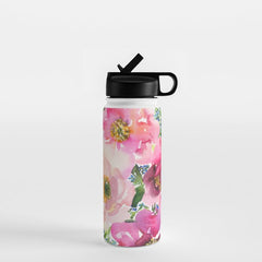 5 pink peonies in watercolor Water Bottle