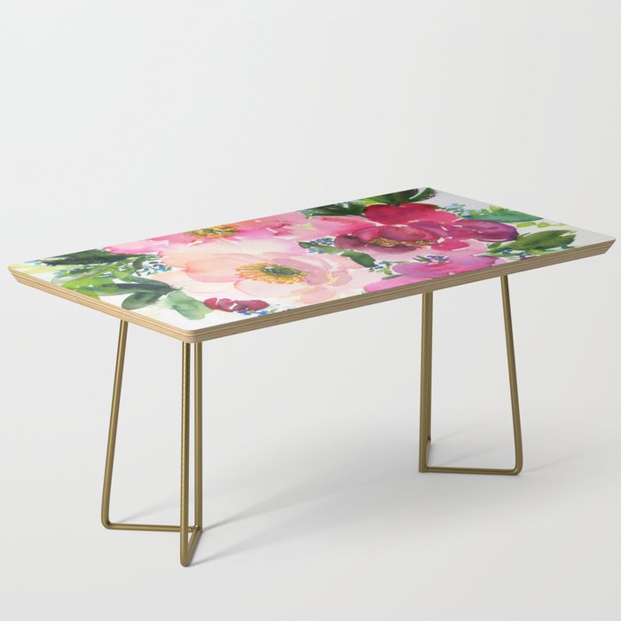 5 pink peonies in watercolor Coffee Table