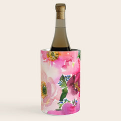 5 pink peonies in watercolor Wine Chiller