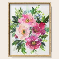 5 pink peonies in watercolor Serving Tray