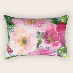 5 pink peonies in watercolor Rectangular Pillow