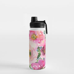 5 pink peonies in watercolor Water Bottle
