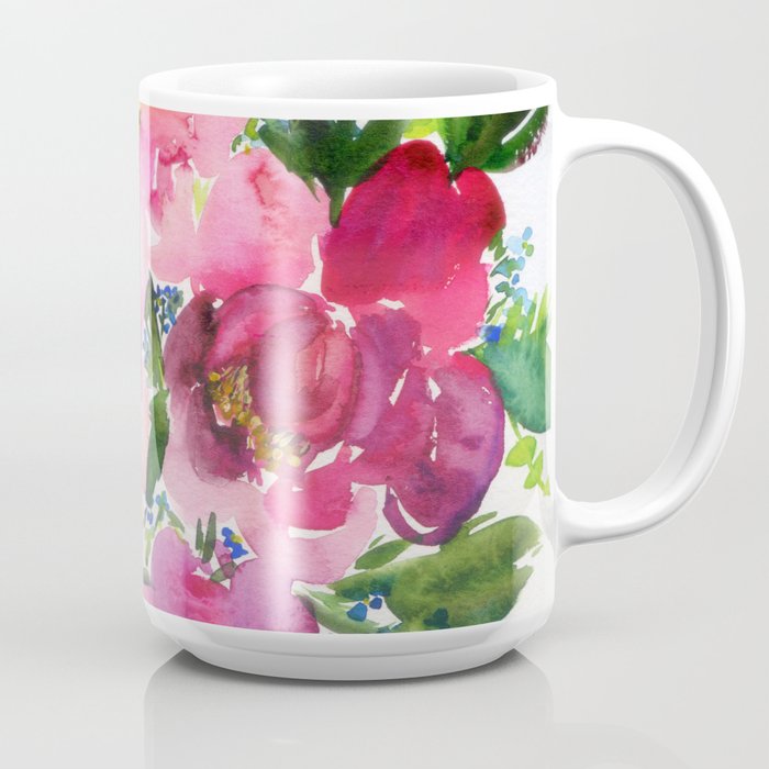 5 pink peonies in watercolor Coffee Mug