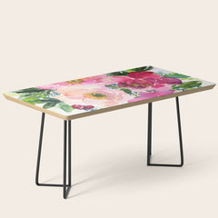 5 pink peonies in watercolor Coffee Table