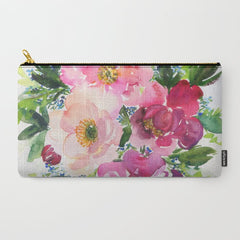 5 pink peonies in watercolor Carry All Pouch