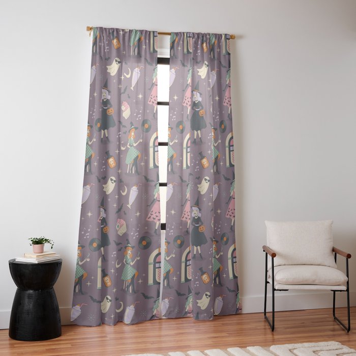 50s Witch Vibes Window Curtain