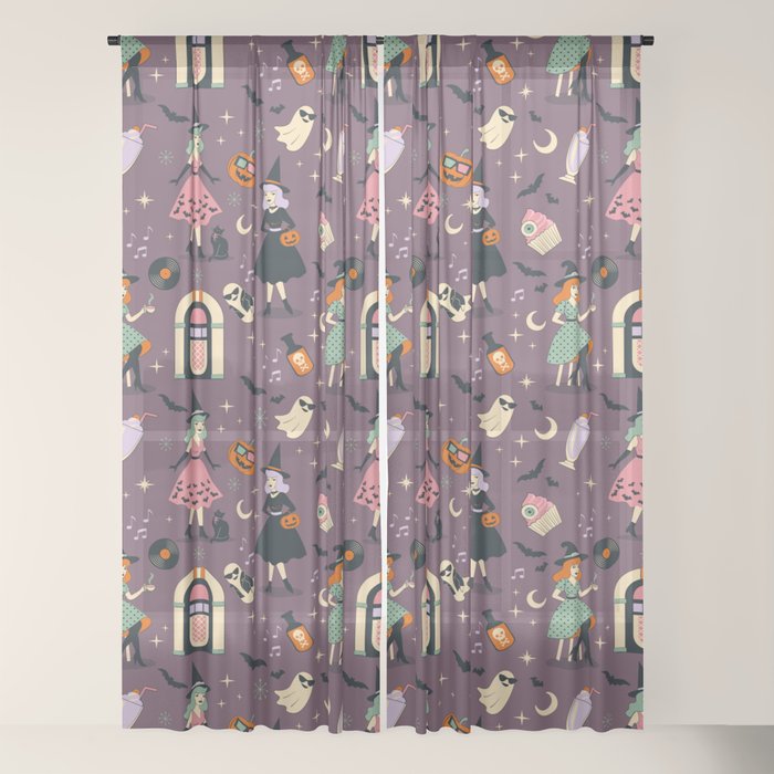 50s Witch Vibes Window Curtain
